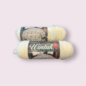 Vintage Honeyspun Wintuk Monsanto Acrylic Yarn 4 Ply Lot Of 2‎ OFF WHITE #3002